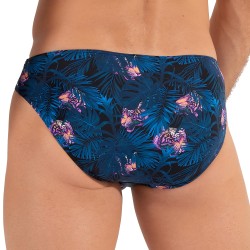 Slip del marchio HOM - Micro Slip Comfort HOM Funky Styles - Blu navy tampa tigre e floreale - EDIZIONE LIMITATA - Ref : 402897 