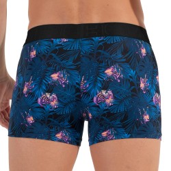 Boxershorts, Shorty der Marke HOM - Boxer HOM HO1 Funky Styles - Marineblauer Tiger und Blumenprint - ÉDITION LIMITÉE - Ref : 40