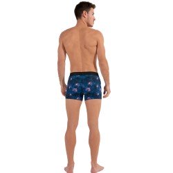 Pantaloncini boxer, Shorty del marchio HOM - Boxer HOM HO1 Funky Styles - blu navy stampa tigre e floreale - ÉDITION LIMITÉE - R