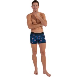 Boxer, shorty de la marque HOM - Boxer HOM HO1 Funky Styles - navy imprimé tigre et floral - ÉDITION LIMITÉE - Ref : 402898 40P0