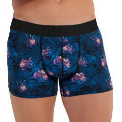 Shorts Boxer, Shorty de la marca HOM - Boxer HOM HO1 Funky Styles - Azul marino estampado tigre y floral - ÉDITION LIMITÉE - Ref