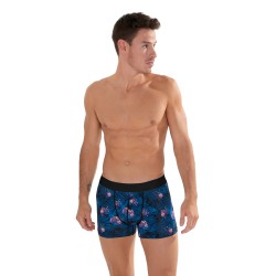 Shorts Boxer, Shorty de la marca HOM - Boxer HOM HO1 Funky Styles - Azul marino estampado tigre y floral - ÉDITION LIMITÉE - Ref