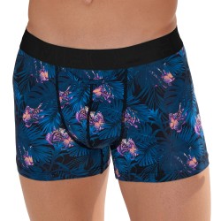 Pantaloncini boxer, Shorty del marchio HOM - Boxer HOM HO1 Funky Styles - blu navy stampa tigre e floreale - ÉDITION LIMITÉE - R