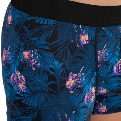 Shorts Boxer, Shorty de la marca HOM - Boxer HOM HO1 Funky Styles - Azul marino estampado tigre y floral - ÉDITION LIMITÉE - Ref