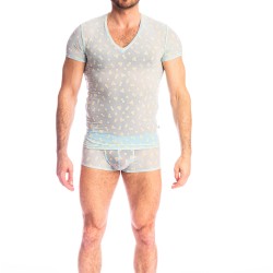 Manches courtes de la marque L HOMME INVISIBLE - Paradiso - T-Shirt Col V - Ref : MY73 PAR F21