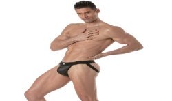 Jockstraps of the brand TOF PARIS - Snap strap jockstraps 3D Tof Paris - Black/Grey - Ref : TOF472NG