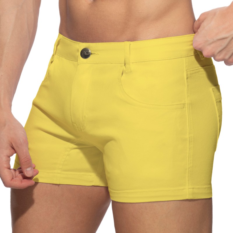 Short de la marque ADDICTED - Short d été 5 poches - jaune - Ref : AD1195 C03