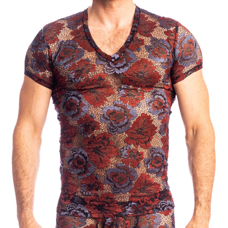 Kurze Ärmel der Marke L HOMME INVISIBLE - Reverie Florale - T-Shirt mit V-Ausschnitt L Homme Invisible - Ref : MY73 REV RB9