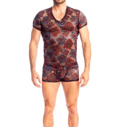 Manches courtes de la marque L HOMME INVISIBLE - Reverie Florale - T-Shirt col V L Homme Invisible - Ref : MY73 REV RB9