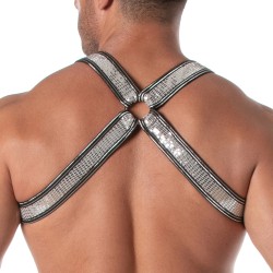 Harness of the brand TOF PARIS - Glitter Bulldog Harness Tof Paris - Silver - Ref : TOF504A