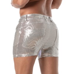 Short of the brand TOF PARIS - 5-Pocket Glitter Tof Paris Mid-Thigh Shorts - Silver - Ref : TOF505A