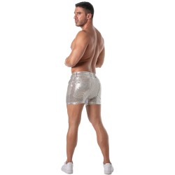 Short of the brand TOF PARIS - 5-Pocket Glitter Tof Paris Mid-Thigh Shorts - Silver - Ref : TOF505A