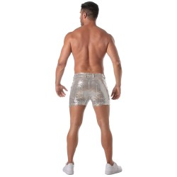 Short of the brand TOF PARIS - 5-Pocket Glitter Tof Paris Mid-Thigh Shorts - Silver - Ref : TOF505A