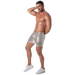 Short of the brand TOF PARIS - 5-Pocket Glitter Tof Paris Mid-Thigh Shorts - Silver - Ref : TOF505A