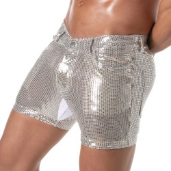 Short of the brand TOF PARIS - 5-Pocket Glitter Tof Paris Mid-Thigh Shorts - Silver - Ref : TOF505A