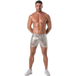 Short of the brand TOF PARIS - 5-Pocket Glitter Tof Paris Mid-Thigh Shorts - Silver - Ref : TOF505A