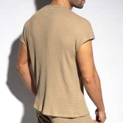 Manches courtes de la marque ES COLLECTION - T-shirt  checkmate relaxed sleeveless - beige - Ref : TS341 C28