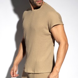 Maniche del marchio ES COLLECTION - T-shirt checkmate rilassato senza maniche - beige - Ref : TS341 C28