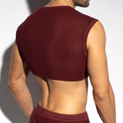 Alta del marchio ES COLLECTION - Crop top scacco matto ombelico - rosso - Ref : TS342 C29