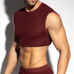 Alta del marchio ES COLLECTION - Crop top scacco matto ombelico - rosso - Ref : TS342 C29