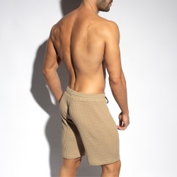 Bermuda de la marque ES COLLECTION - Short bermuda checkmate - Beige - Ref : SP338 C28