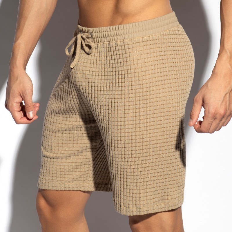 Bermuda de la marque ES COLLECTION - Short bermuda checkmate - Beige - Ref : SP338 C28