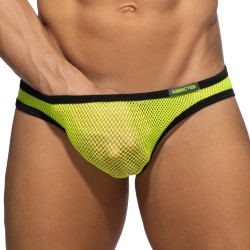 Slip, Tanga de la marque ADDICTED - Mini slip mesh fever - Jaune fluo - Ref : AD1332 C31