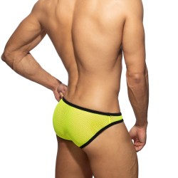 Slip, Tanga de la marque ADDICTED - Mini slip mesh fever - Jaune fluo - Ref : AD1332 C31