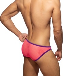 Slip, Tanga de la marque ADDICTED - Mini slip mesh fever - Rose fluo - Ref : AD1332 C34