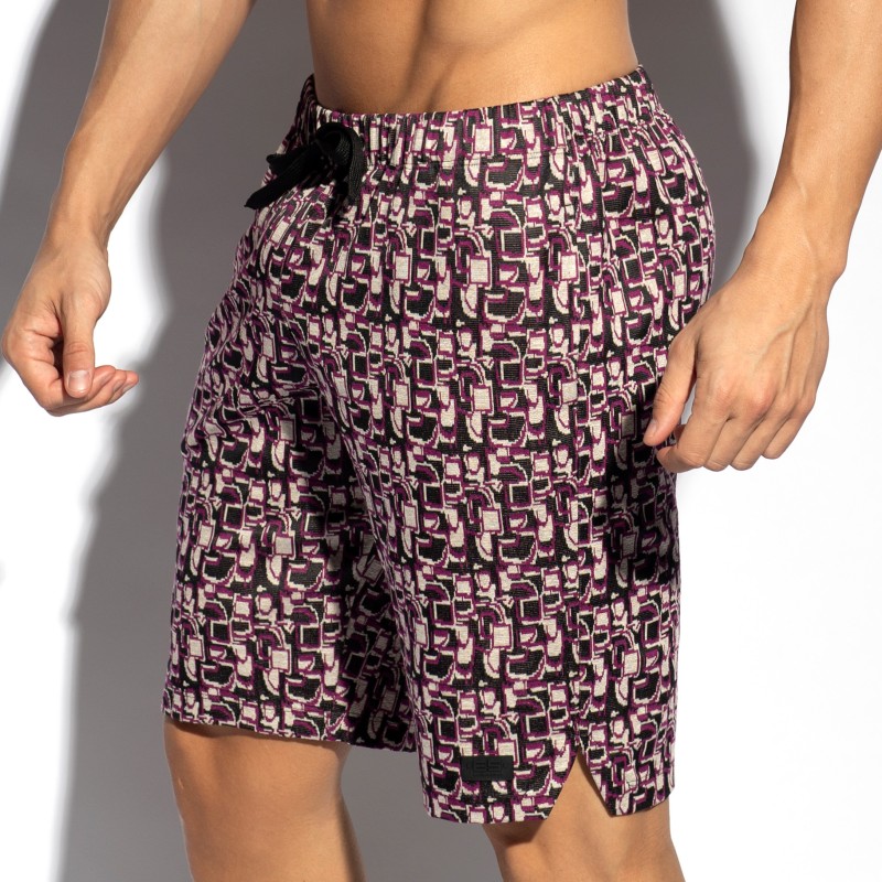 Short de la marque ES COLLECTION - Short bermuda maze - Violet - Ref : SP335 C19