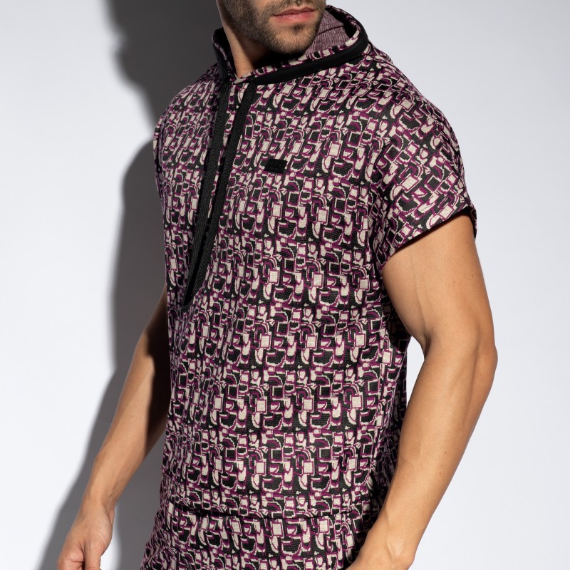 Manches courtes de la marque ES COLLECTION - Sweat à capuche relaxed sleeveless - Violet - Ref : SP334 C19