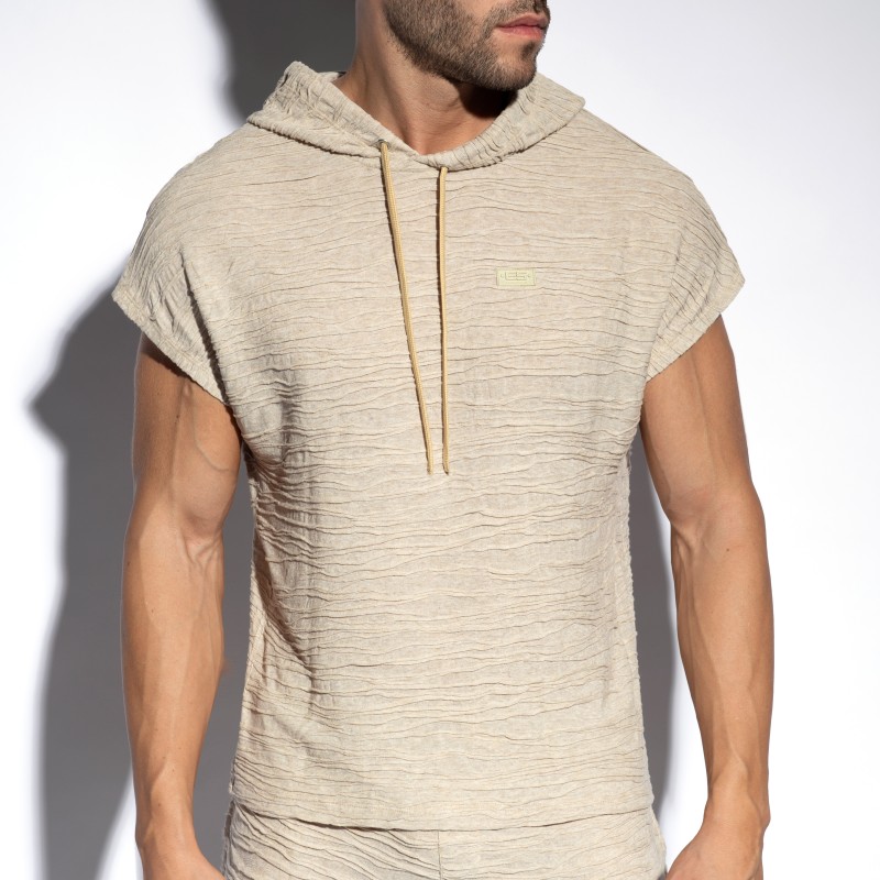 Manches courtes de la marque ES COLLECTION - Sweat à capuche sleeveless Arakis - Beige - Ref : SP331 C28