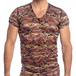 Manches courtes de la marque L HOMME INVISIBLE - Opulento T shirt col V L Homme Invisible - Ref : MY73 OPU 001