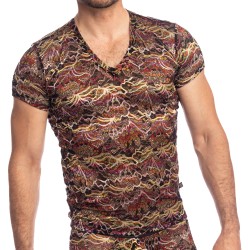 Manches courtes de la marque L HOMME INVISIBLE - Opulento T shirt col V L Homme Invisible - Ref : MY73 OPU 001