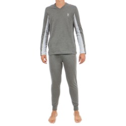 Loungewear de la marque EDEN PARK - Pyjama Eden Park Uni Col V Gris - Ref : E502F23 927