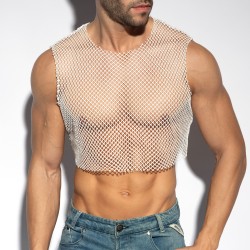 Tank top of the brand ES COLLECTION - Crop Top Beachy Net Midriff - Blanc - Ref : TS338 C01