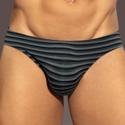 Slip, Tanga de la marque ES COLLECTION - Slip Bikini à rayures - Noir - Ref : UN613 C10