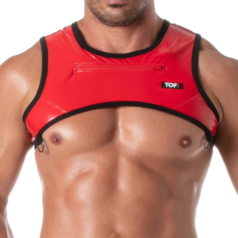 Harness of the brand TOF PARIS - Zippered Harness Vinyl Tof Paris - Red - Ref : TOF501R