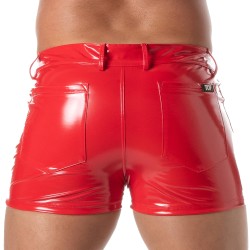 Short of the brand TOF PARIS - 5-Pocket Mid-Thigh Shorts Vinyl Tof Paris - Red - Ref : TOF502R