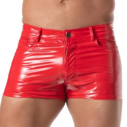 Short of the brand TOF PARIS - 5-Pocket Mid-Thigh Shorts Vinyl Tof Paris - Red - Ref : TOF502R