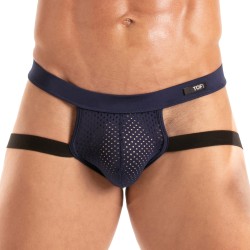 Suspensorios de la marca TOF PARIS - Jockstrap Temptation de microfibra Tof Paris - Azul Marino - Ref : TOF524BM