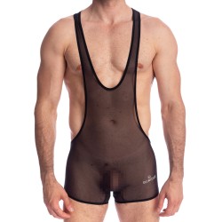 Body de la marque QURIOSÉ - Sheer sensations - Body Singlet Quriosé - Ref : BD02 MES BLK