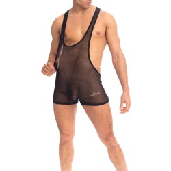 Body de la marque QURIOSÉ - Sheer sensations - Body Singlet Quriosé - Ref : BD02 MES BLK