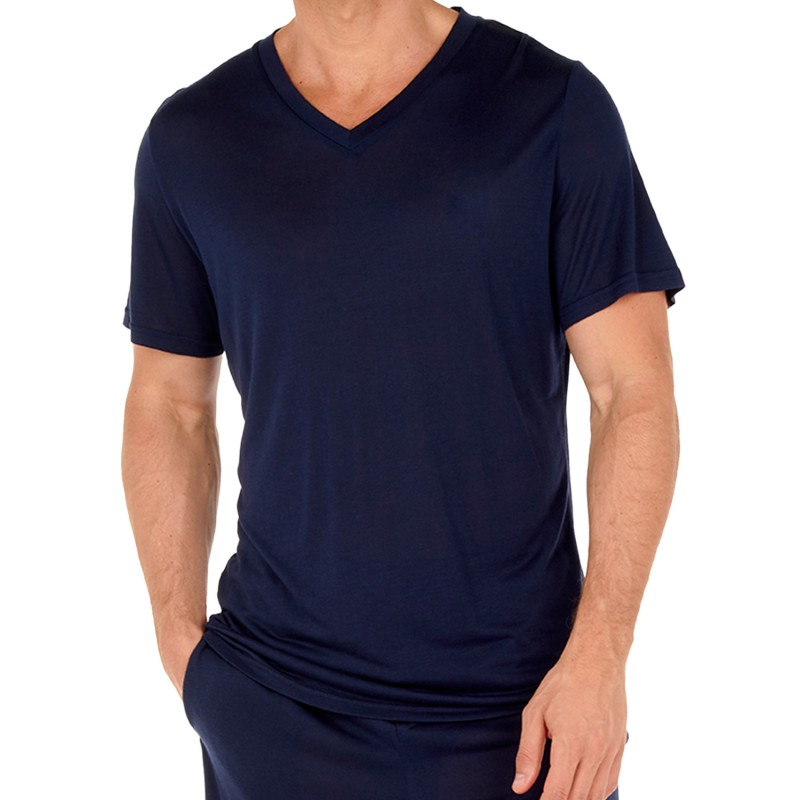 Manches courtes de la marque HOM - T-Shirt Col V à Manches Courtes HOM Cocooning - Ref : 402184 00RA