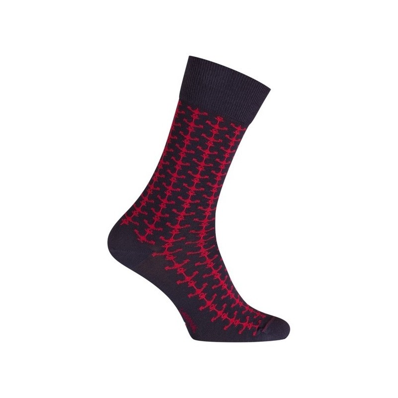  MI-CHAUSSETTES Ancres marin coton - Sans couture marine et rouge - LABONAL 34755 1090 