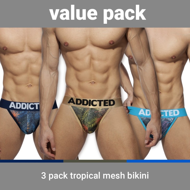  Slip Tropical mesh Push-up (Lot de 3) - ADDICTED AD891P 3COL 