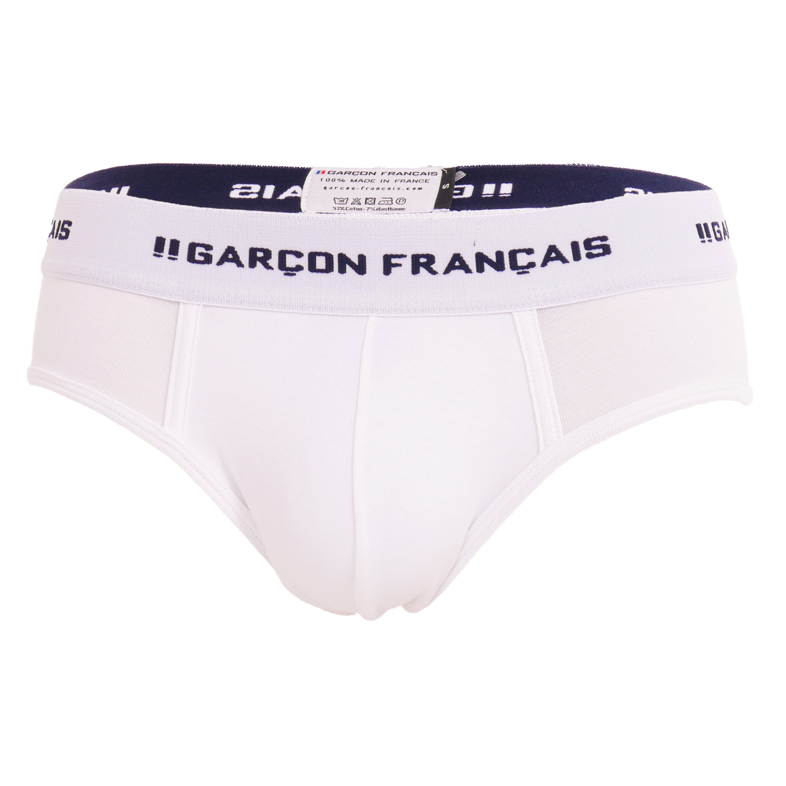 Men's white cotton low-rise briefs - Garçon Français