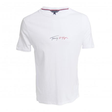 Rundhals-T-Shirt Tommy mit - Hilfiger weiß Tommy - Signatur-Logo