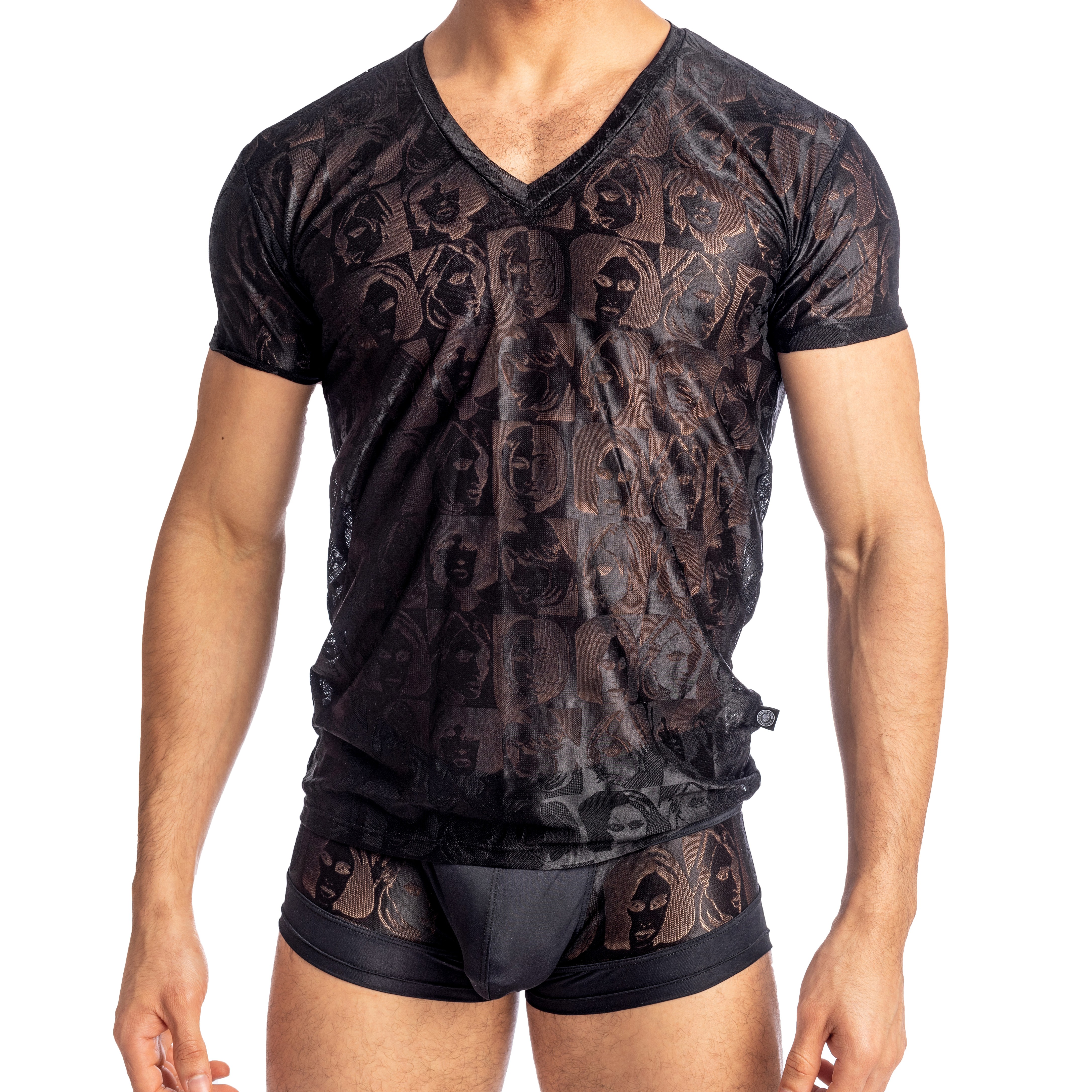 Picasso Black - V Boxer Push Up  Boxer Push Up for men In black lace with  details