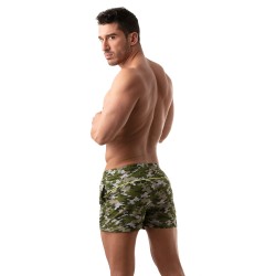 Shorts de baño de la marca TOF PARIS - Shorts de baño Iconic Tof Paris - Camuflaje caqui - Ref : TOF209K